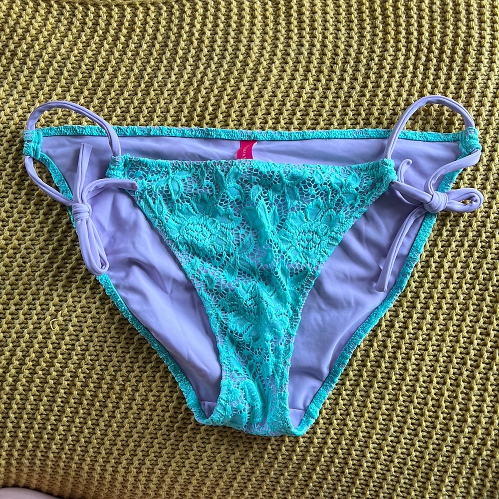 Victorias Secret Turquoise Lace Bikini Bottoms